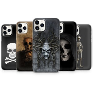 Skeleton Skull Bones Halloween Phone Case fits for iPhone SE, 6, 7, 8+, XS, XR, 11, 12 Pro, fits for Galaxy S9, S10, S20, A20e, A51, A70
