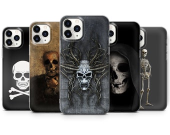 Skeleton Skull Bones Halloween Phone Case fits for iPhone SE, 6, 7, 8+, XS, XR, 11, 12 Pro, fits for Galaxy S9, S10, S20, A20e, A51, A70
