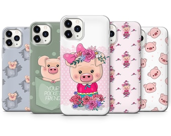 Cute Pig Piggy Pattern Phone Case fits for iPhone SE, 6, 7, 8+, XS, XR, 11, 12 Pro, fits for Galaxy S9, S10, S20, A20e, A51, A70