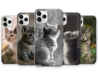 Cute Cat Phone Case fits for iPhone SE, 6, 7, 8+, XS, XR, 11, 12 Pro, fits for Galaxy S9, S10, S20, A20e, A51, A70