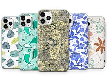 Flower Pattern Floral Phone Case fits for iPhone SE, 6, 7, 8+, XS, XR, 11, 12 Pro, fits for Galaxy S9, S10, S20, A20e, A51, A70