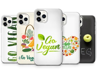 Go Vegan Phone Case fits for iPhone SE, 6, 7, 8+, XS, XR, 11, 12 Pro, fits for Galaxy S9, S10, S20, A20e, A51, A70