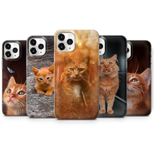 Orange Cat Phone Case fits for iPhone SE, 6, 7, 8+, XS, XR, 11, 12 Pro, fits for Galaxy S9, S10, S20, A20e, A51, A70