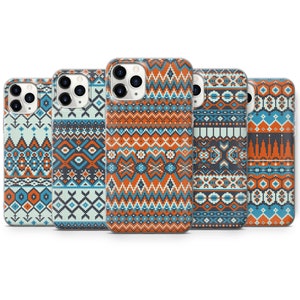 Ethnic Pixel Patterns Phone Case fits for iPhone SE, 6, 7, 8+, XS, XR, 11, 12 Pro, fits for Galaxy S9, S10, S20, A20e, A51, A70