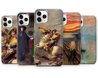 Famous Oil Paintings - The Scream, Napoleon Phone Case iPhone SE, 6, 7, 8+, XS, XR, 11 Pro, fits for Galaxy S9, S10, S20, A20e, A51, A70