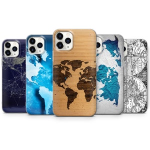 Wereldkaart Oude Houten Papieren Telefoonhoesje past voor iPhone SE, 6, 7, 8+, XS, XR, 11, 12 Pro, past voor Galaxy S9, S10, S20, A20e, A51, A70