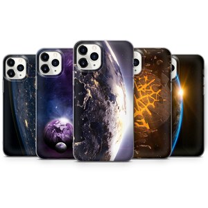 May include: Five different phone cases with space-themed designs. The cases feature images of planets, stars, and galaxies.