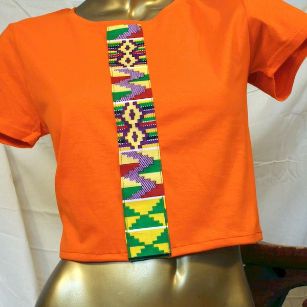 WOMEN CROP TOPS Short Sleeve Tops Summer Tops Sustainable African Shirt Wax Print Shirt Girls Crop Top Graphic Crop Top Sexy Orange Crop Top