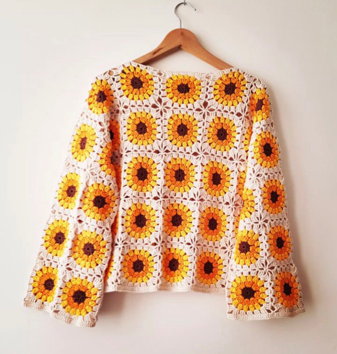 Croche Sunflower Sweater for Women, Christmas Gift, Chunky Sweater ...
