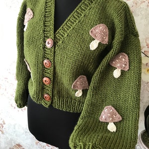 Crochet  %100 Cotton Mushroom Cardigan for women, trendy chunky sweater, oversized Mushroom Knit Jacket, mother’s day gifts, girlfriend gift