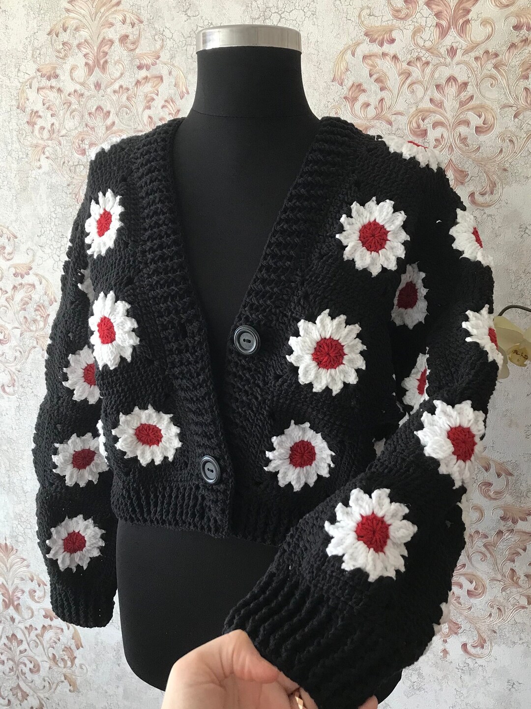 [GRAVER]★FLOWER DOT EMBROIDERY TARTAN CHECK KNIT CARDIGAN GRAVER(グレーバー) - Flower Dot Embroidery Tartan Check Knit