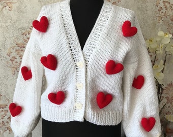 [GRAVER]★POLAR BEAR RED HEART EMBROIDERY KNIT CARDIGAN GRAVER(グレーバー) - Polar Bear Red Heart Embroidery Knit