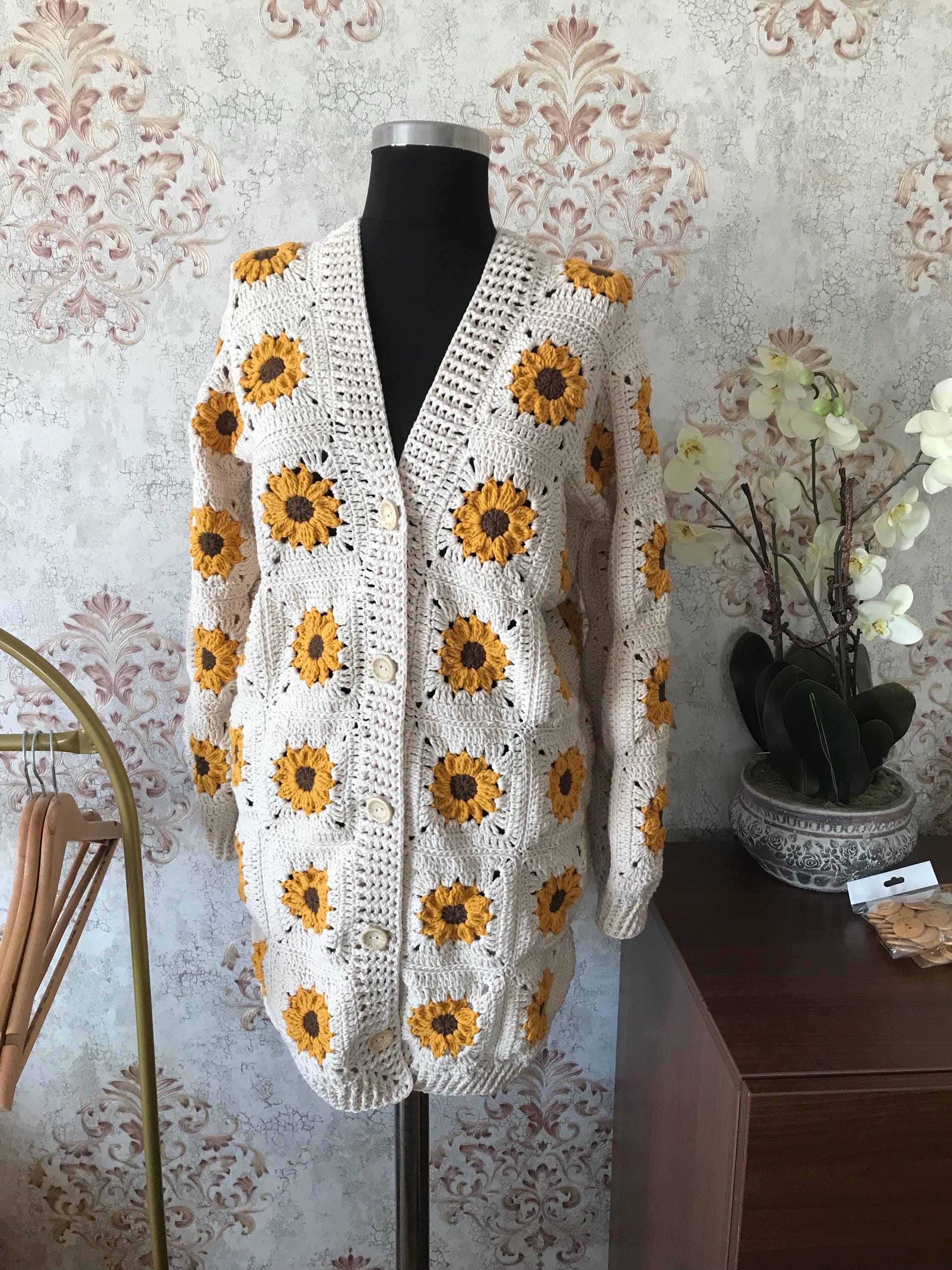 Chunky Knitted Cardigan Flowers - Etsy Chunky Knitted Cardigan Flowers - Etsy