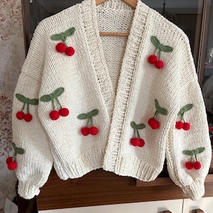 Cherry Cardigan, Cherry Sweater, Fruit Patterned Cherry