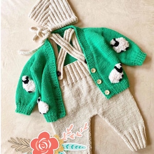 Organic baby clothes With lamb set of 3, sheeps baby and toddler Sweater, trendy lamb kids sweater, Handmade birthday gift for baby and kids