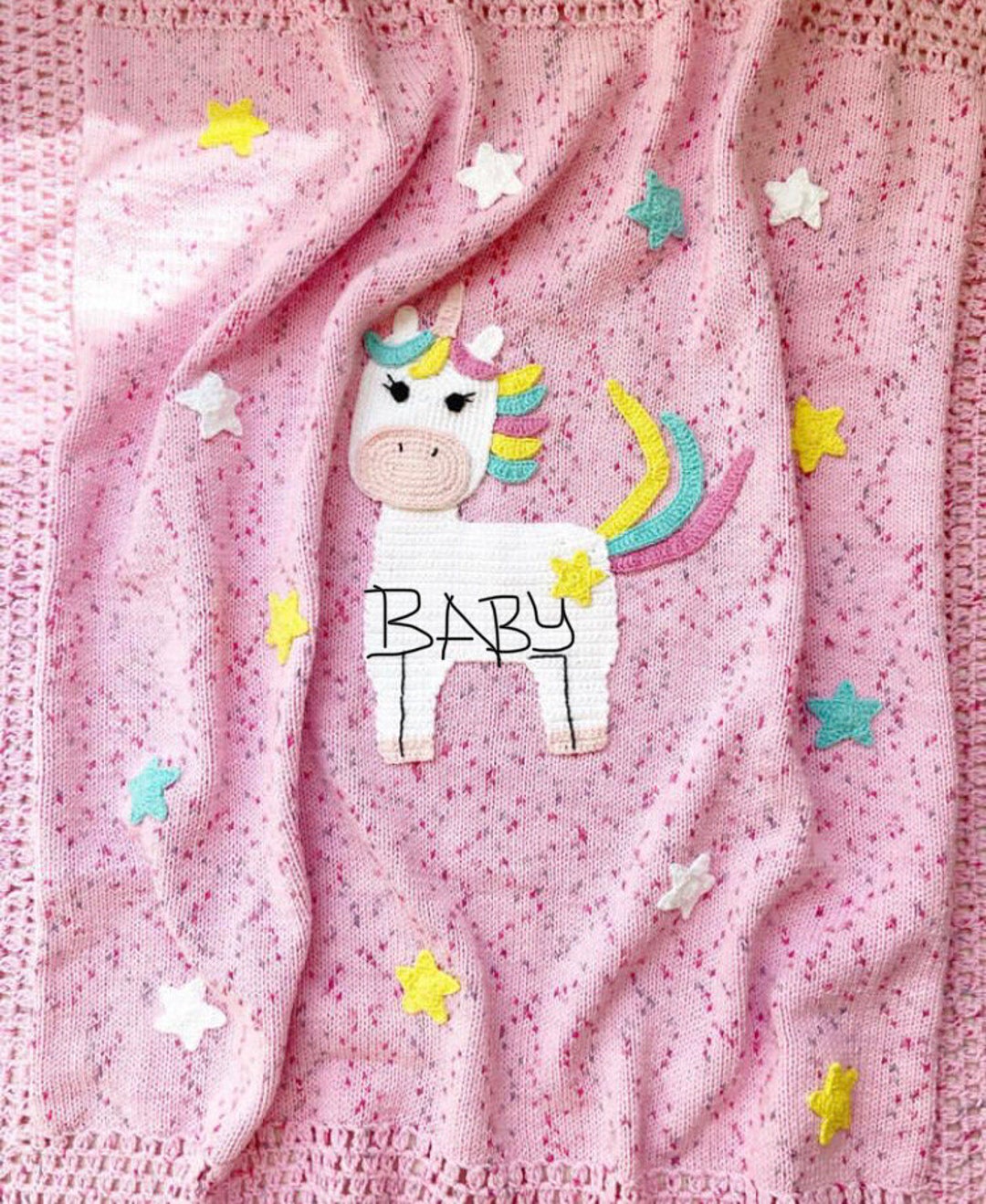 Unicorn Baby Blanketcrochet Baby Blanket Einhorn Etsy