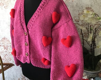 【GRAVER】Polar Bear Red Heart Embroidery Knit Cardigan GRAVER】Polar Bear Red Heart Embroidery Knit Cardigan