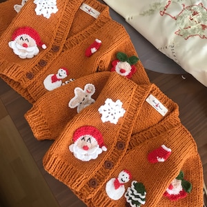 Hand-Knitted Baby Christmas Cardigan: Santa Knitwear Sweater