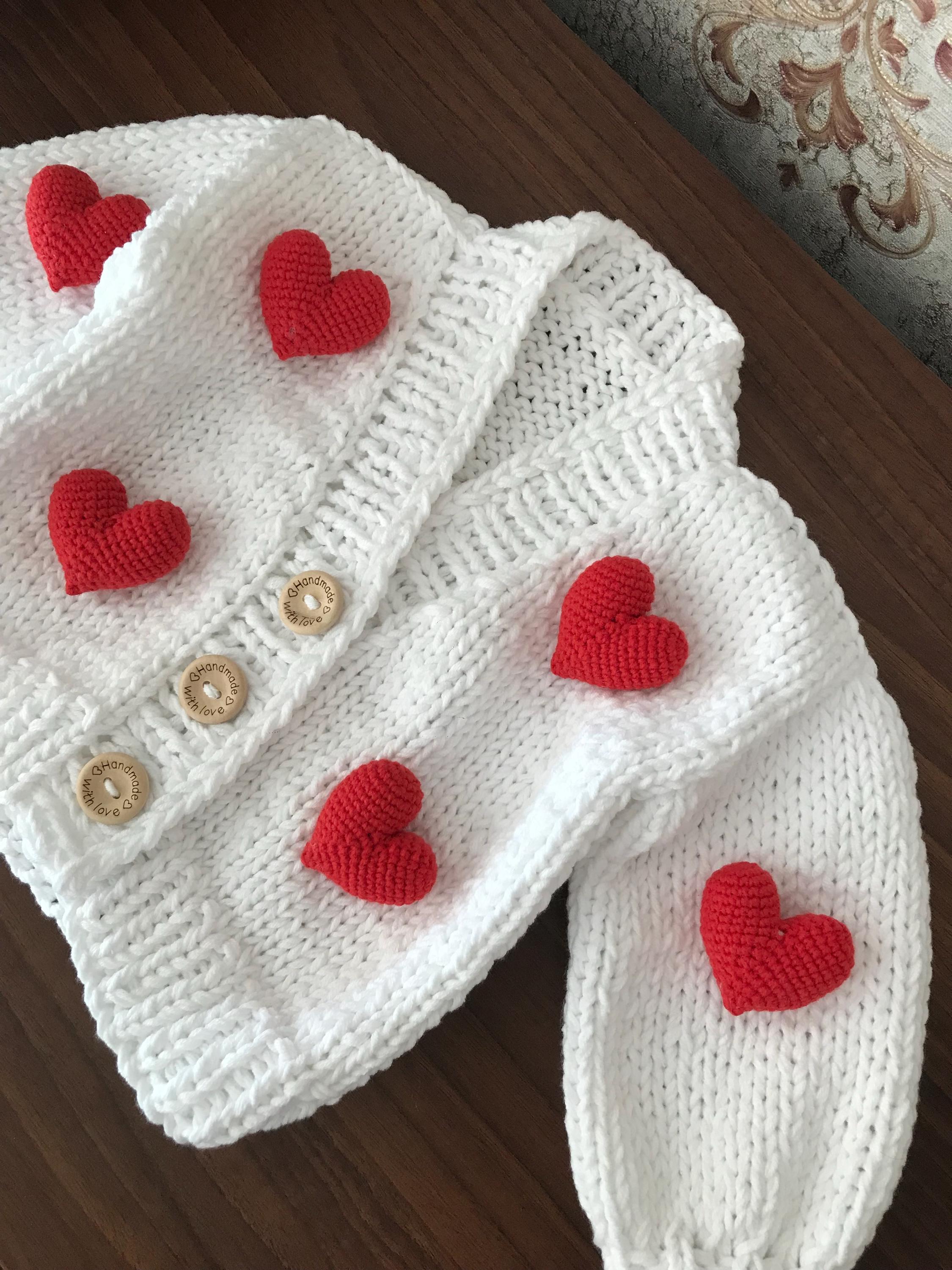 Cardigan Bambino Con Motivo Cuori - Maglione In Cotone E Acrilico - Comodo E Elegante - Foto 5