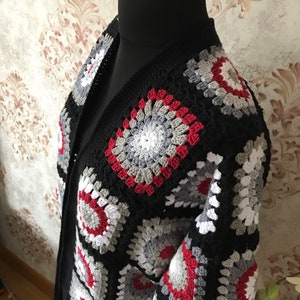 Crochet Cardigan, Granny Square Afghan Coat, Hand Knit Patchwork Coat,Crochet Boho Sweater, christmas gift for her, women sweater