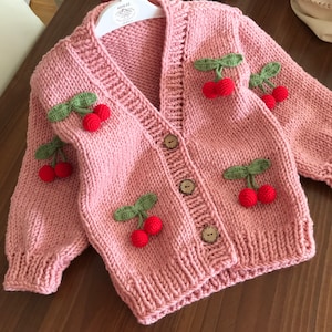 ベビーチェリーセーター、幼児用フルーツ、レッドチェリー柄セーター、新学期、誕生日プレゼント、ベビーギフト、子供用バレンタインデーギフト