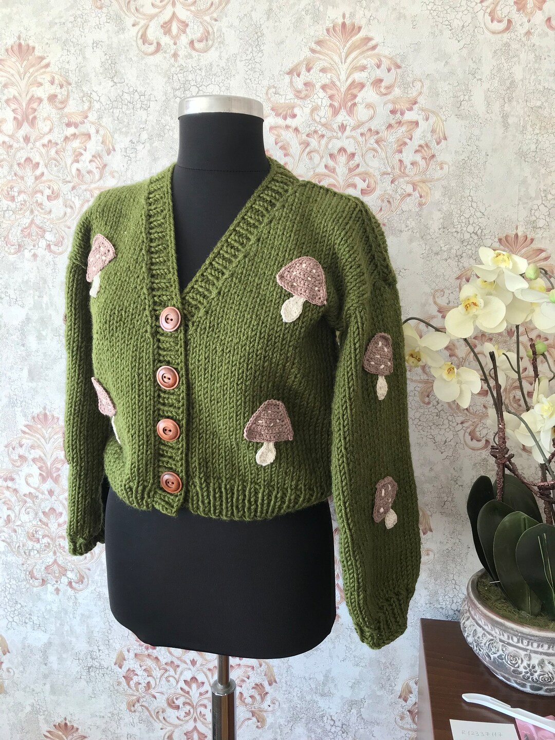 Crochet Mushroom Cardigan for Women, Trendy Chunky Spring Sweater