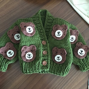 Pull animaux ours en peluche bébé, ours en peluche brodé 3D pour enfants unisexe, pull d'anniversaire pour enfants, cadeau nouveau-né en tricot pour bébé, vêtements pour bébé image 5