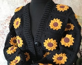 トップス 90's vintage sunflower knit cardigan Vintage 1990s Next Pink Orange Sunflower Checked Cotton