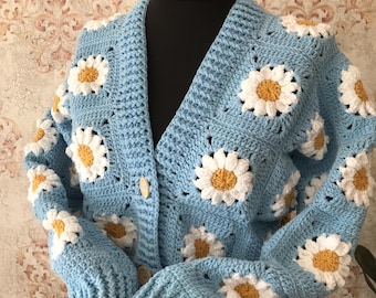 Flower Crochet Cotton Cardigan カーディガン Crochet PATTERN - Cotton Flower Cardigan (sizes From 1-2y up