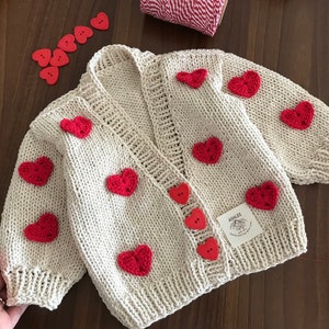 Heart Knit Baby Cardigan: Organic Cotton Valentine&#39;s Gift