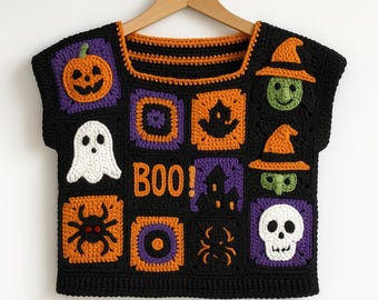 Vintage Ugly Halloween Sweater vest, knit ghost Halloween costume, pumpkin sweater, Holiday gift for women, Gift Ideas for Halloween sweater