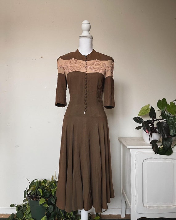 Amazing 1940s soutache dress - image 1