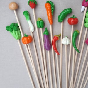 Decorative Garden Picks / For Vegetable Plants / Handmade Polymer Clay / Miniature / Vegetable Plant Pick for Seedlings / Spring Vegetable Garden Decoration