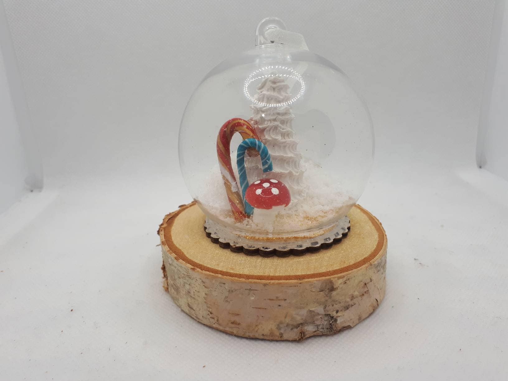 Boule de Noël Sapin et Sucre d'orge en Pate Polymère/Fait à La Main Handmade/ Modèle Unique