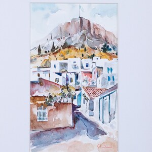 Anafiotika Plaka,Plaka Athens,Acropolis Athens,Watercolor Painting  Athens