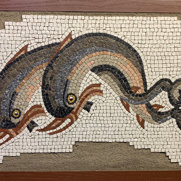 The Dolphins,Mosaic,Greek Roman Mosaic,Friendship Symbol,Wall Decoration,Master Piece Of Art,Dolphins,Mosaic Art,Original Mosaic