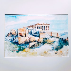 Acropoli Acquerello, Partenone Atene Grecia, Arte Greca