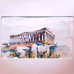 Akropolis Aquarell,Parthenon Athen Griechenland,Griechische Kunst