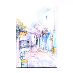 Mykonos  island, Watercolor Mykonos, Original Painting