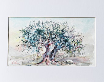 Olive tree Watercolor,olive leaf painting,Holly tree,Olive tree painting,Olive Tree in a Mountainous Landscape,Olive Tree in Parthenon