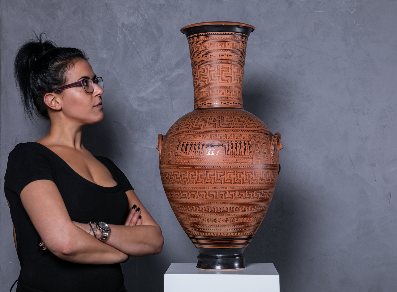 Ancient Greek Funerary Vessel, Funerary Vase,geometric Period,dipylon