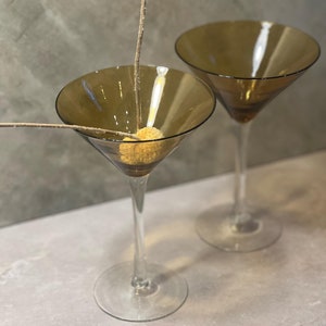 Vintage midcentury Elegant Yellow Martini Glasses,retro ,drinking set, cocktail glass, funky set, yellow colored glass @baZeret