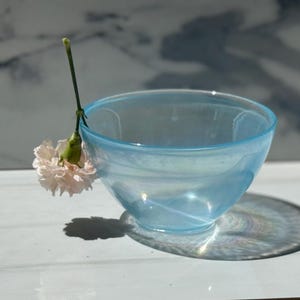 Midcentury modern unique Muran blue style decorative bowl, stunning collectible,blue glass bowl, cloudy glass, vintage retro glass @baZeret