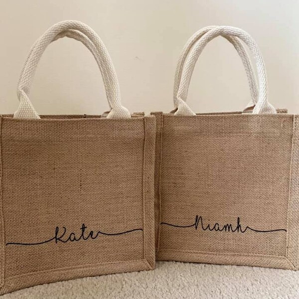 Personalised jute small lunch gift bag reusable dinner SW bag