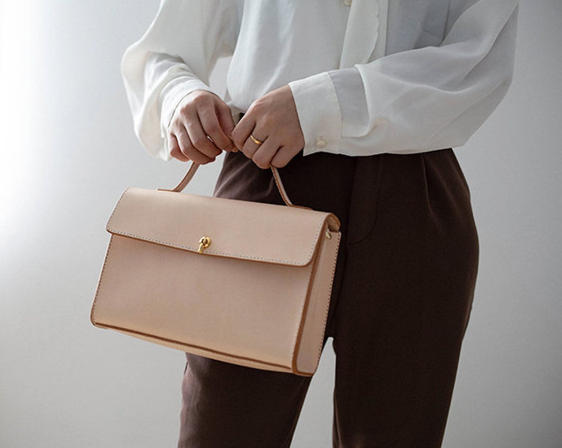 Handmade Leather Top Handle Box Bag Etsy