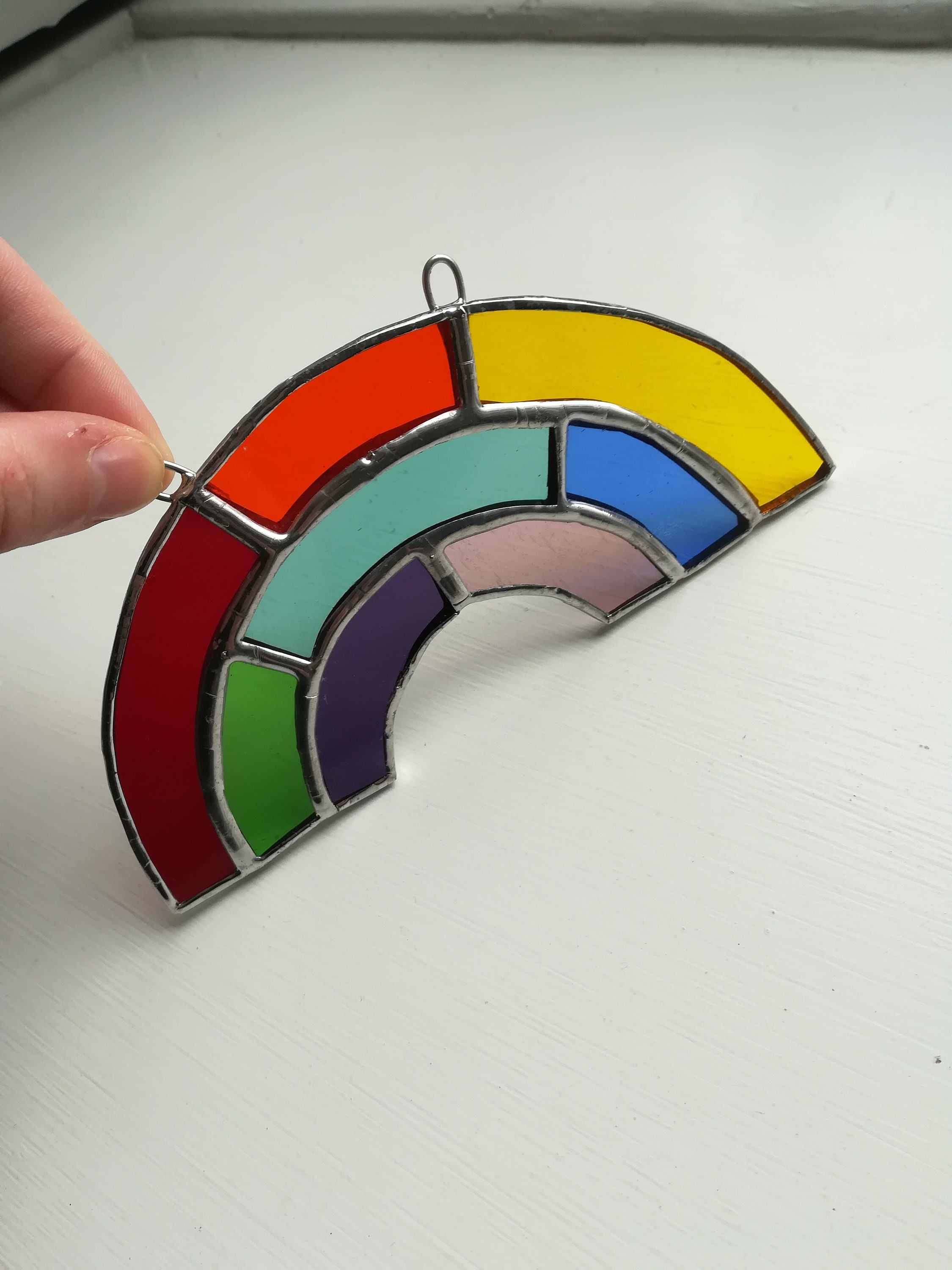 Stained glass rainbow suncatcher or wall hanging Etsy