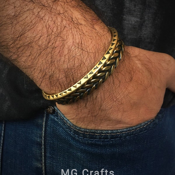 NuGold Money Bracelet Heavy Viking Arm Ring Nordic Torc Solid Copper Norce Bangle Men's Heavy Cuff Golden Look Cuff Bracelet Viking Bracelet