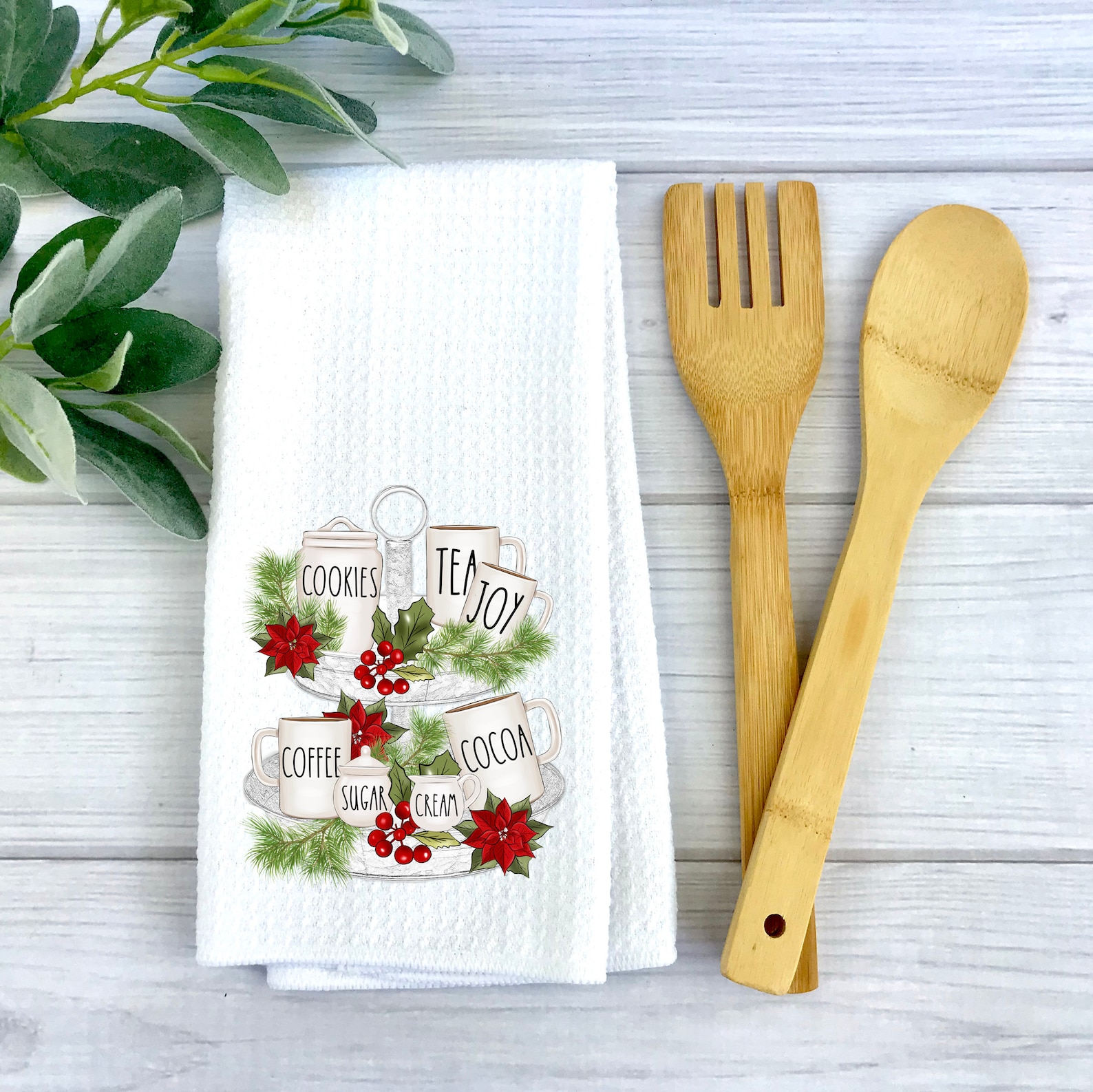 Christmas Kitchen Towels Holiday Kitchen Waffle Towel Etsy