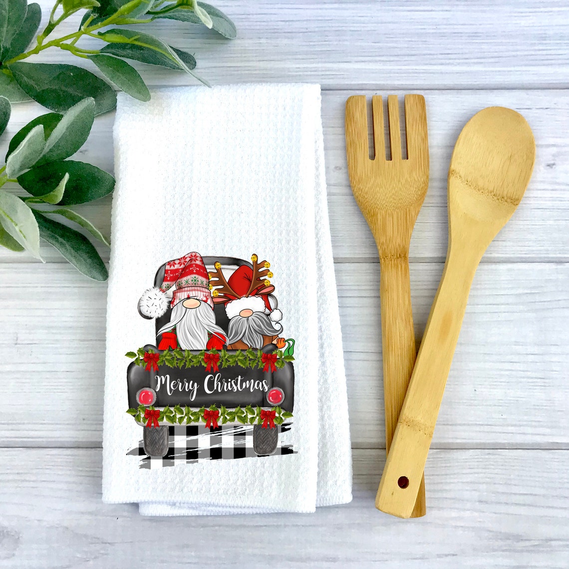 Christmas Holiday Kitchen Towel , Gnome Kitchen Towel, Holiday GNOME