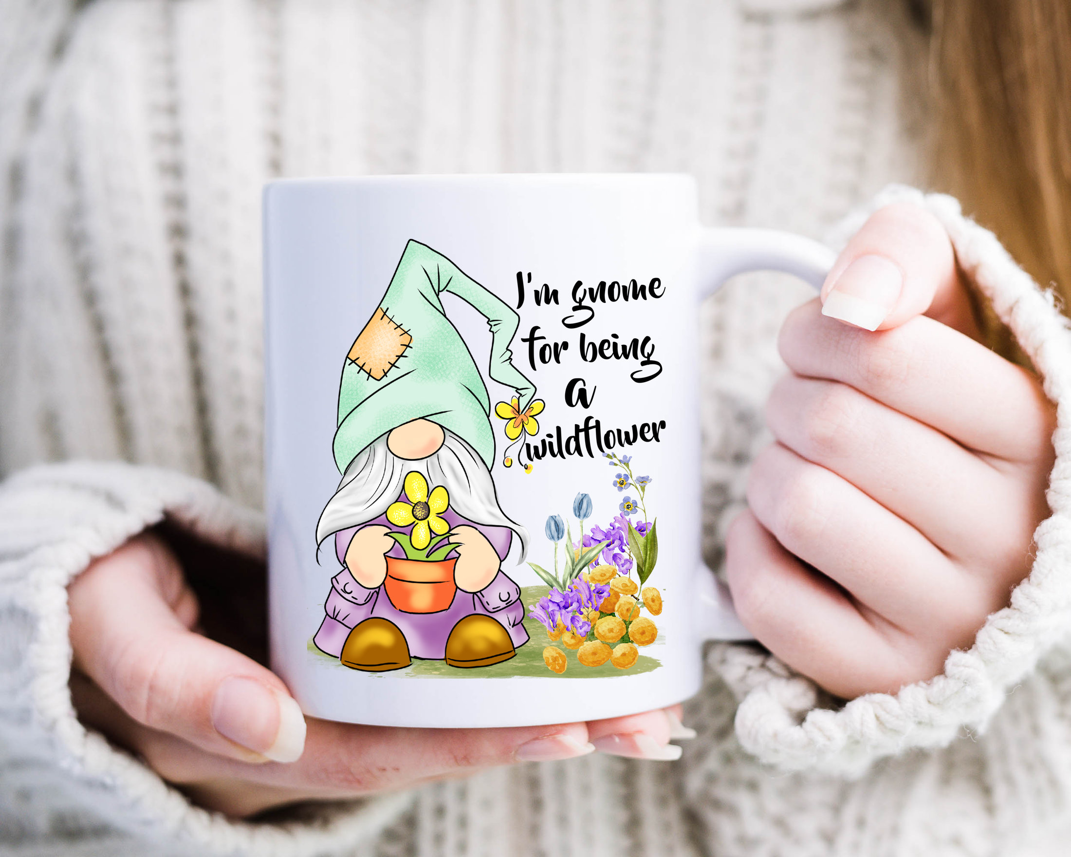 Spring Gnome Mug | I'm GNOME for being a wildflower Coffee Cup | Spring  Kitchen Decor | Gnome Cup | Gift for her | Mother's Day Gift